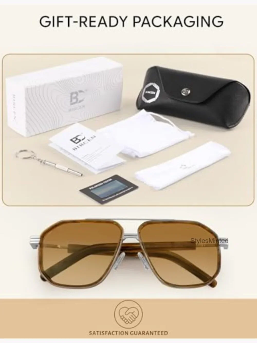 Polarized Aviator Sunglasses Acetate Men's UV Protection